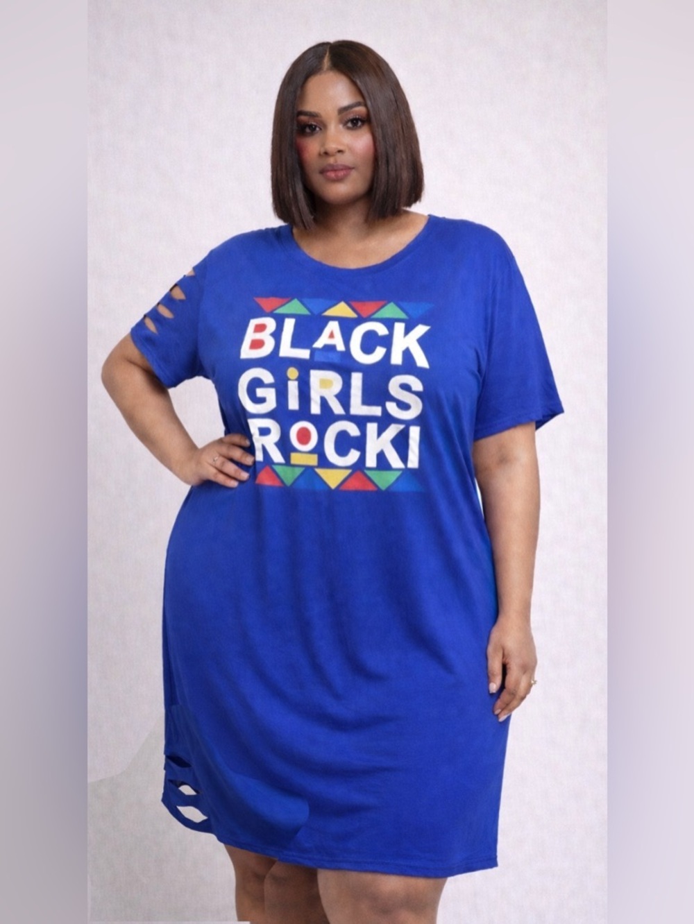Blue Graphic Tee Dress "Black Girls Rock"